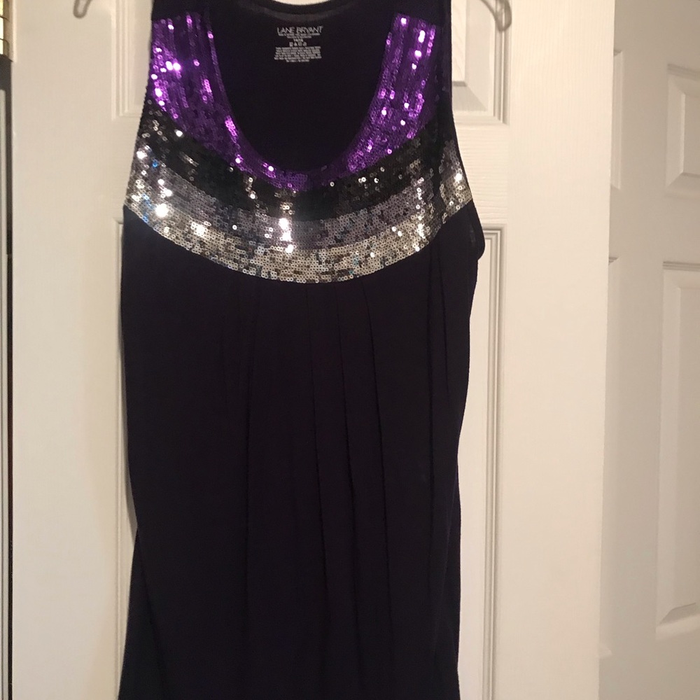 Lane Bryant Purple sleeveless Top w sequins
